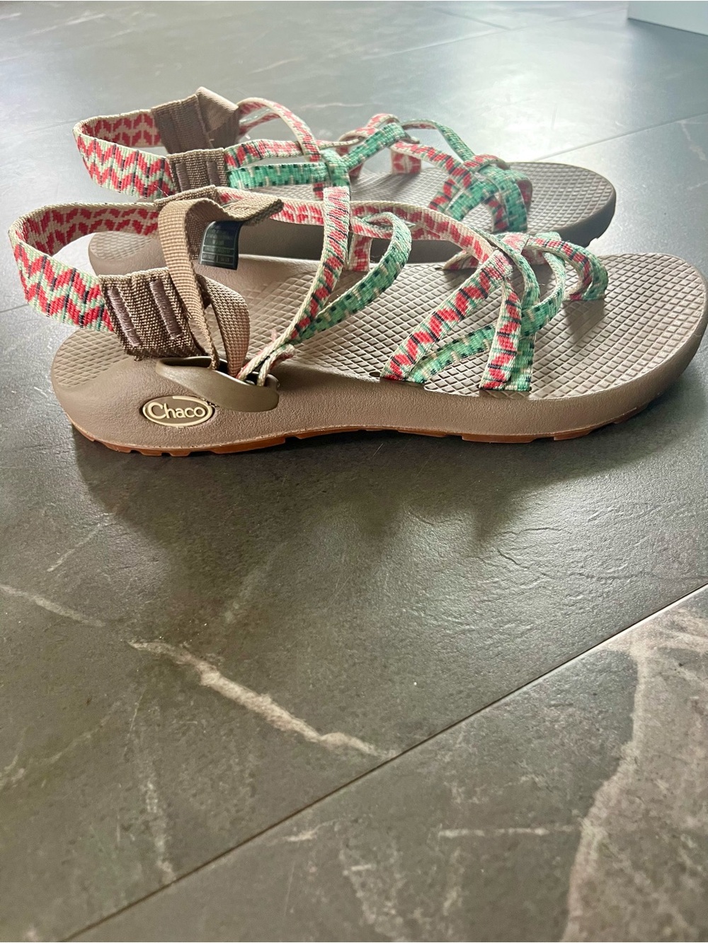 Chaco Sandal with Mint Green & Coral Pattern